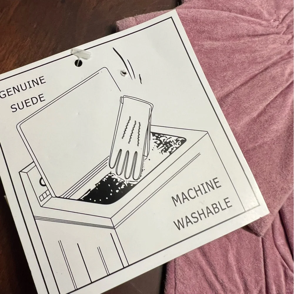 Lizden pink suede gloves machine washable large NWT